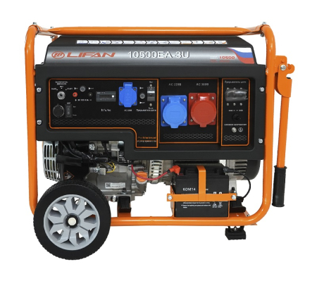 Бензиновый генератор Lifan 10500EA-3U с датчиком моточасов (с мощн без огранич при 1-но и 3-х фазном режиме) фото